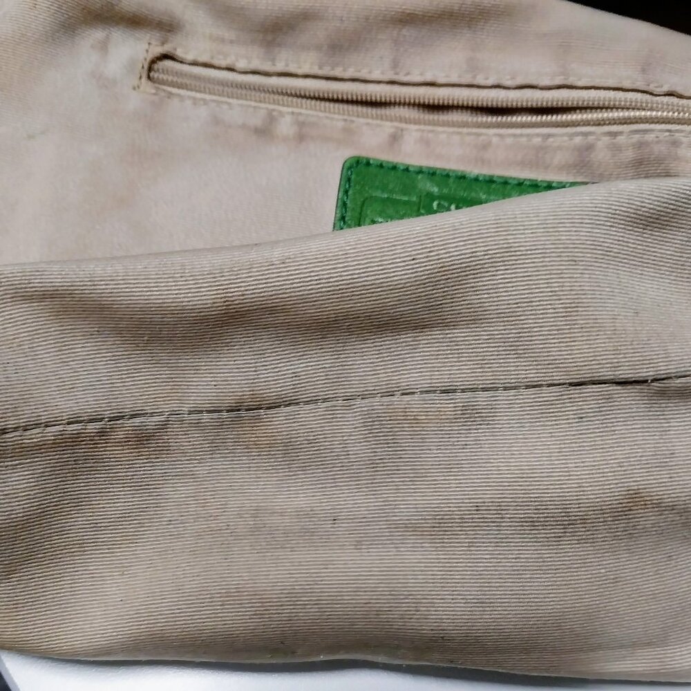 COACH Neon Lime Green Signature Monogram Soho Y2K Bag RARE Color Tassel 9362 - Picture 13 of 16